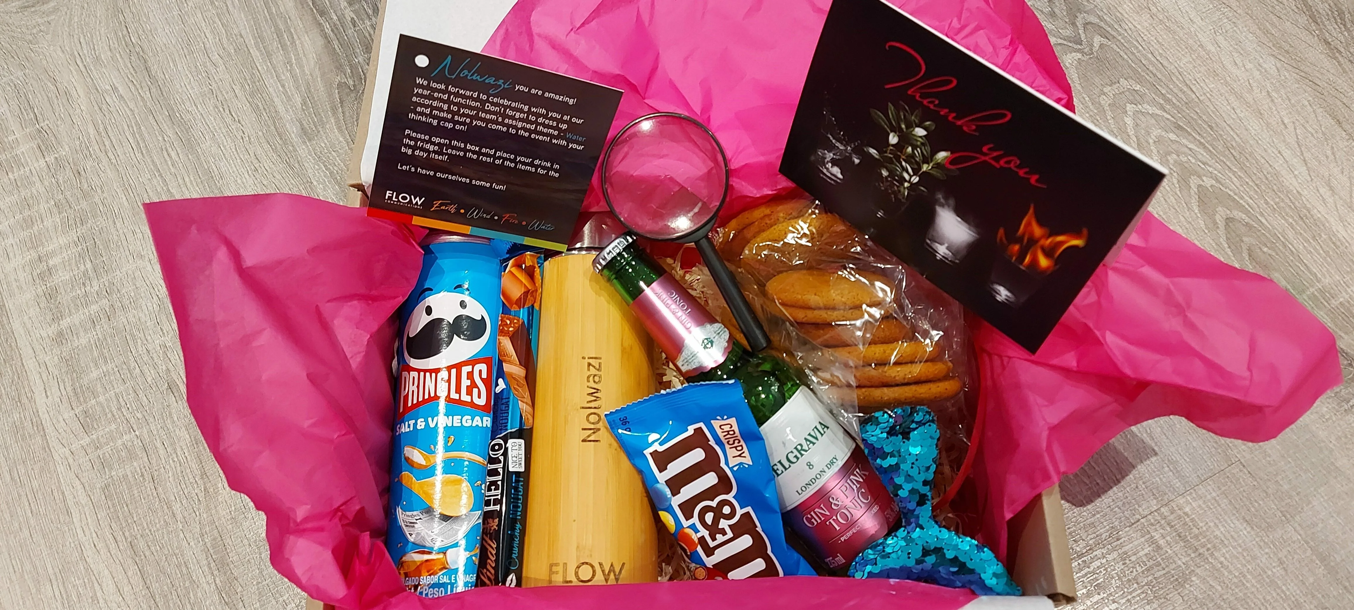 For a year-end event, we sent a box filled with treats to every Flow staff member.