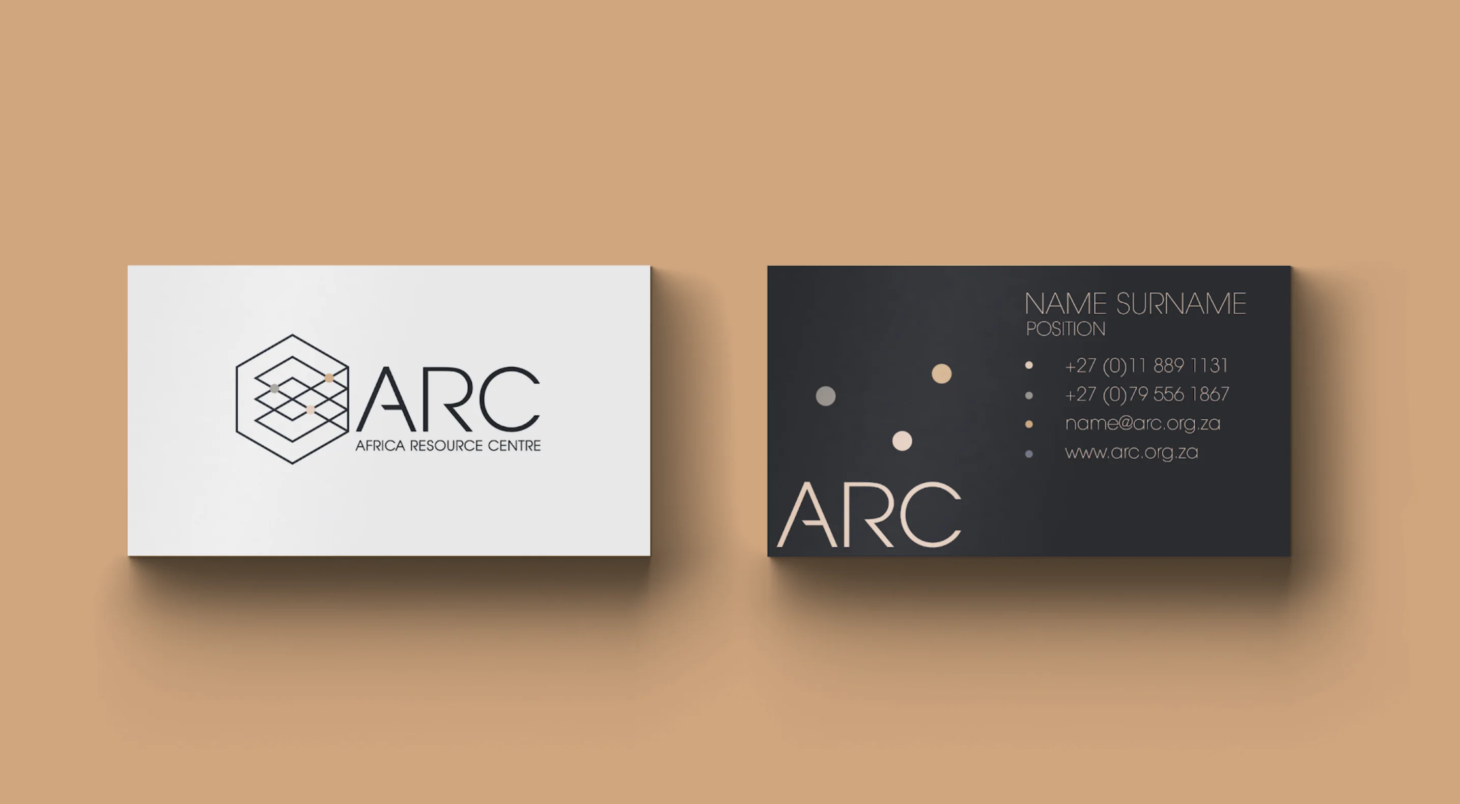 Africa Resource Centre brand identity business cards