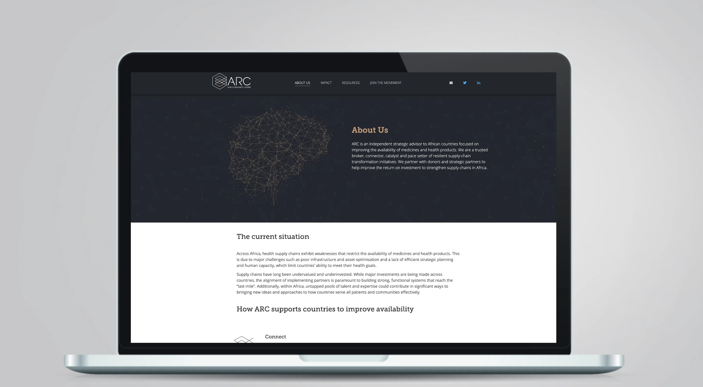 Africa Resource Centre brand identity on the website