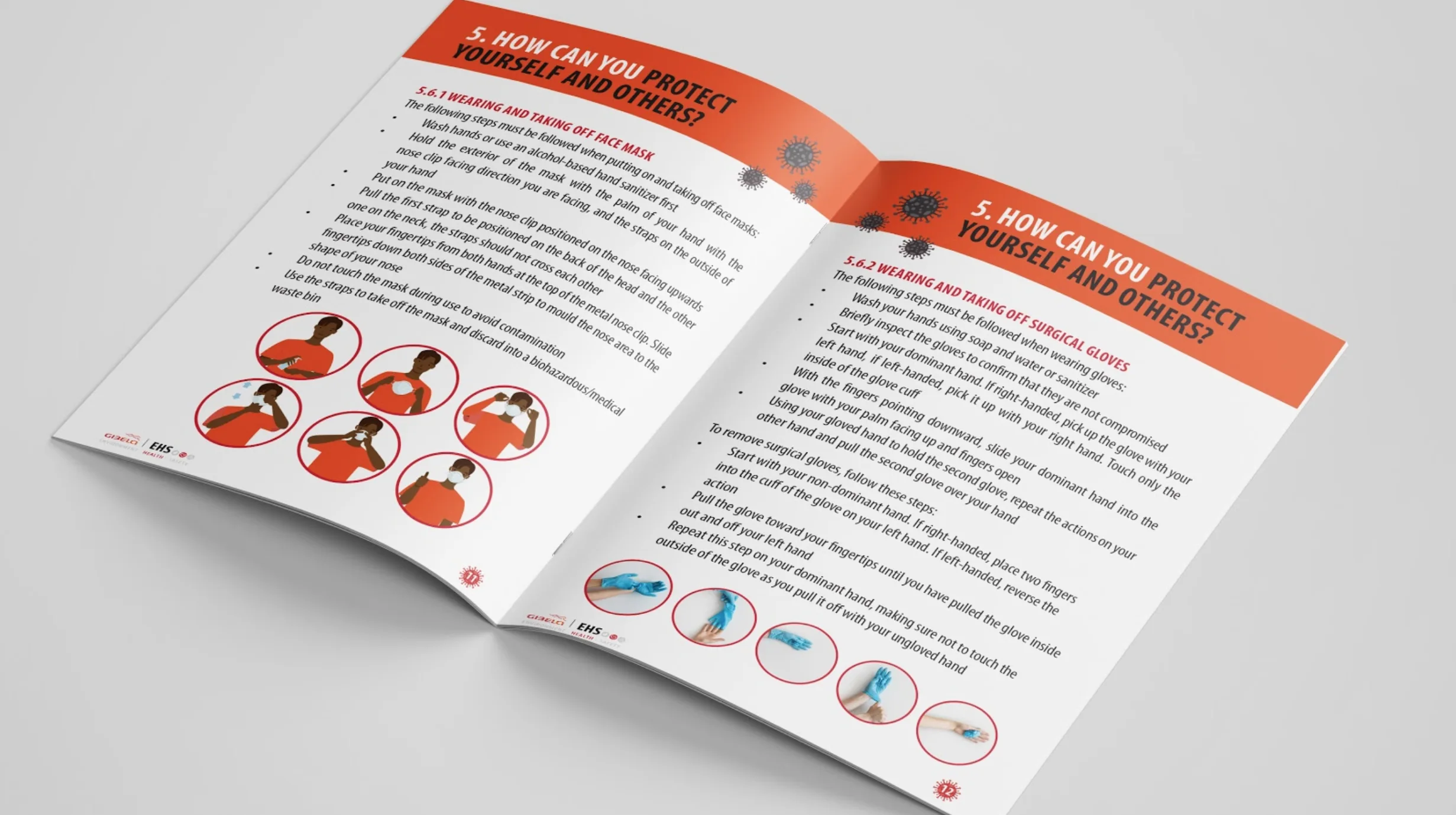 Flow designed information booklets for Gibela to hand out to staff to help them stay safe at work during the Covid-19 pandemic.