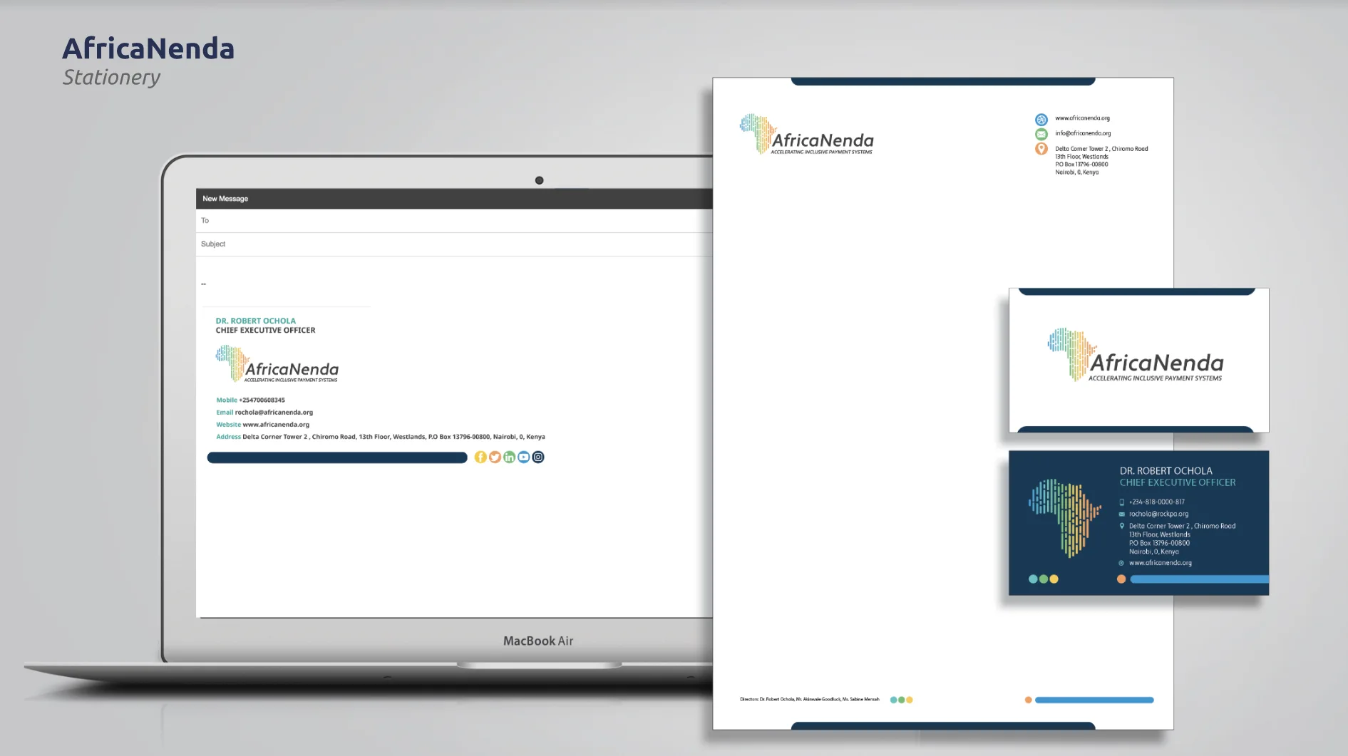 Designs of corporate stationery for AfricaNenda