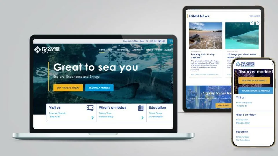 Flow gave the Two Oceans Aquarium website a refresh.