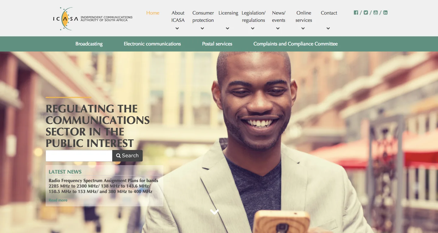 The Icasa website, developed by Flow