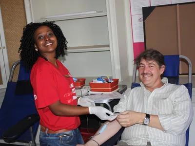Kevin Being Prepped By Phlebotomist Karabo Sekati