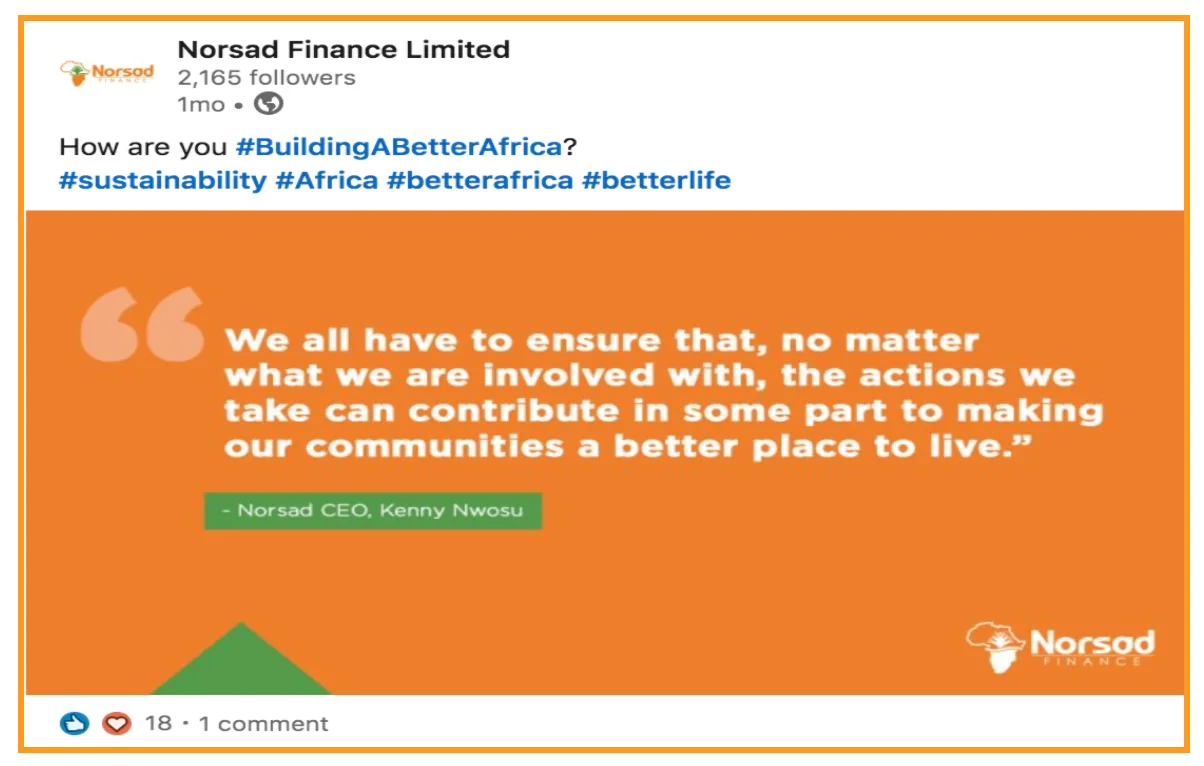 Norsad Finance example post