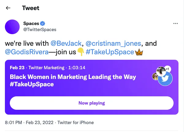 Twitter Space interface screenshot