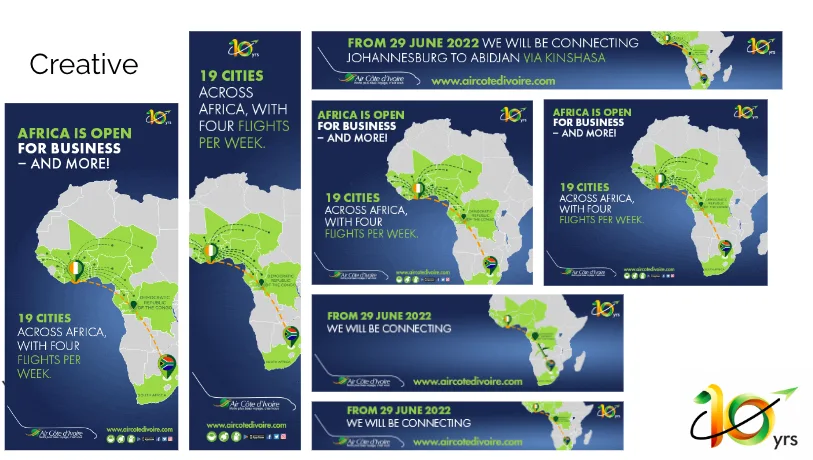Air Côte d’Ivoire’s Johannesburg-Abidjan route campaign designs