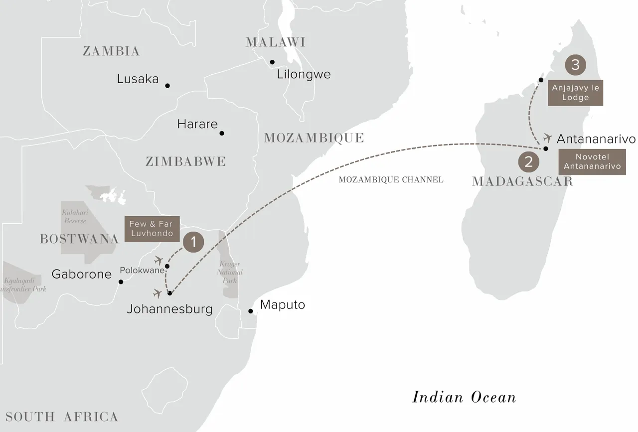 Leopards Lemurs Ancient Baobabs Journey Map FF Luv to Anjajavy L 1